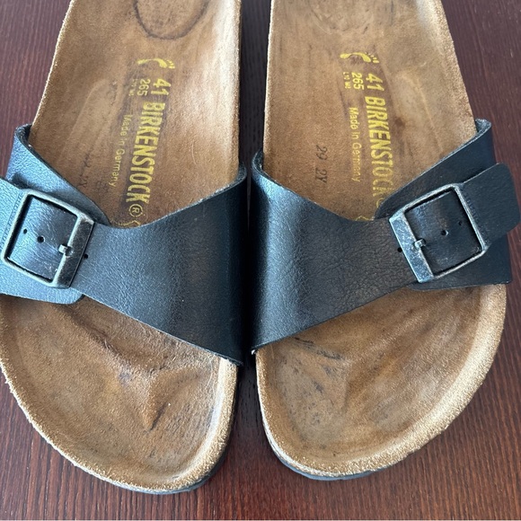 Birkenstock Madrid Slide Sandals Size 41 US 10 Narrow Black Adjustable Strap - Picture 8 of 11